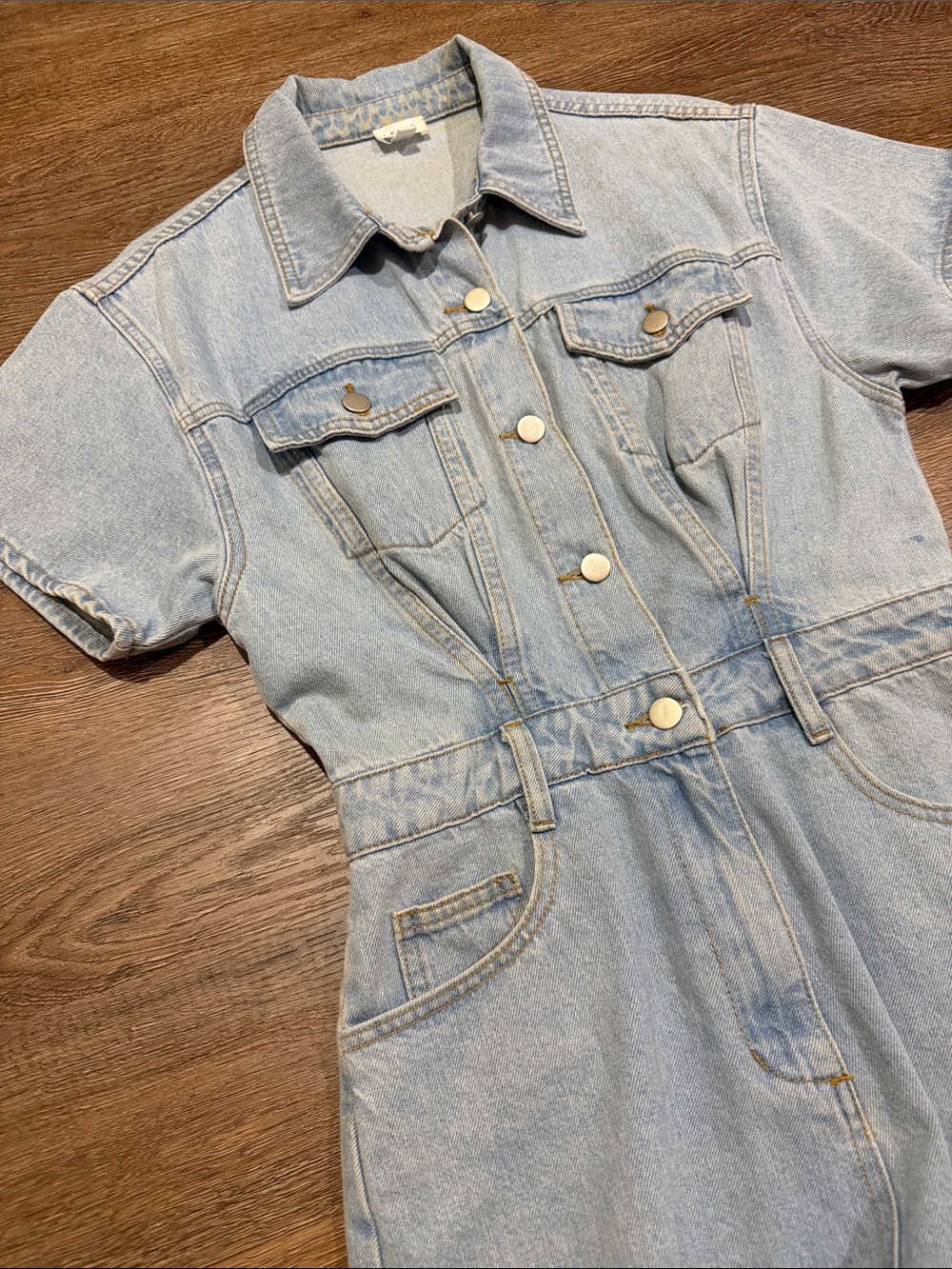 Le Lis Light Blue Denim Romper Women’s Small - Picture 4 of 7